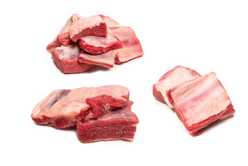 Raw beef ribs isolated on white background.