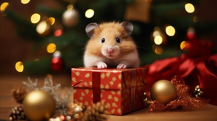 Christmas mouse and gifts generated by AI tool