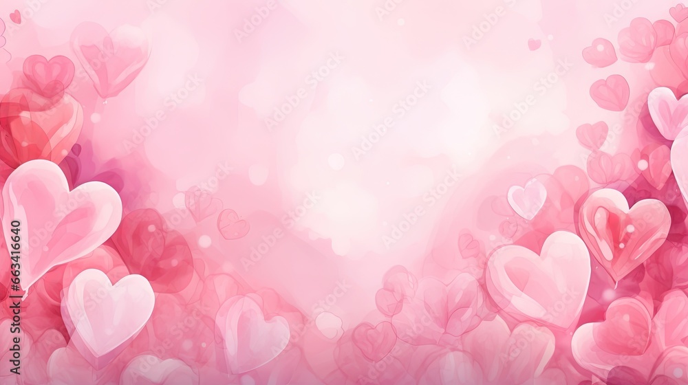 Poster a pink background with many hearts in the middle of the image and a light pink background with lots 