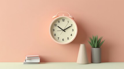 Fototapeta na wymiar Alarm Clock with Time Management Concept on Light Background. AI generated