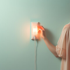lamp, light background, light, serenity, generative AI