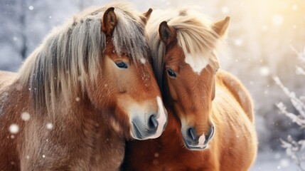 Obraz premium couple of house in winter session in snow generated by AI tool