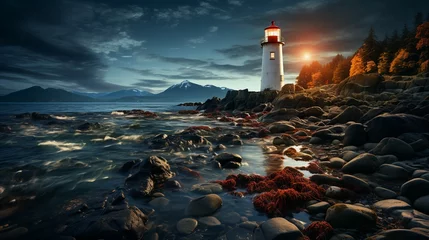 Foto op Plexiglas lighthouse at dusk © Sthefany