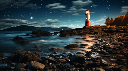 Rolgordijnen lighthouse on the coast © Sthefany