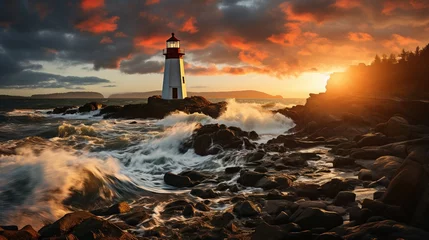 Rolgordijnen lighthouse at sunset © Sthefany