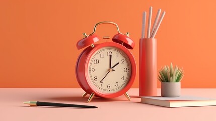 Simple Desk Clock with Prioritized Task List on Light Background. AI generated