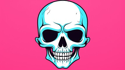  a blue skull on a pink background with a pink background and a pink background with a blue skull on the left side of the image.  generative ai