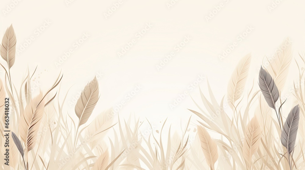 Aufkleber a painting of a field of tall grass with a sky in the background and a white sky in the middle of th