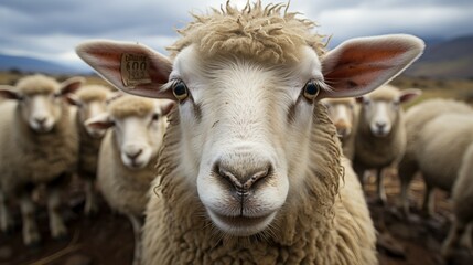 Face-to-Face with Swale Dale Sheep: Rural Encounter - obrazy, fototapety, plakaty