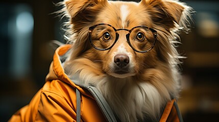 Dog in Nerdy Student Attire: Canine Scholar Style