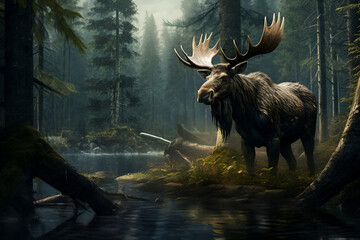 moose in the woods