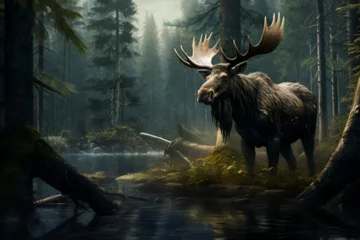 Fotobehang moose in the woods © Chandler