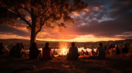 Crowd Enthralled by Spectacular Fireworks Display