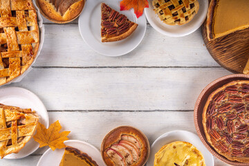 Assorted homemade fall pies and cakes