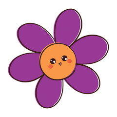 hand drawing cartoon flower with purple color. cute plant wallpaper and background