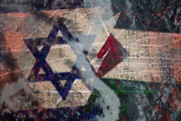 Israel vs palestine Flag with smoke effect abstract art