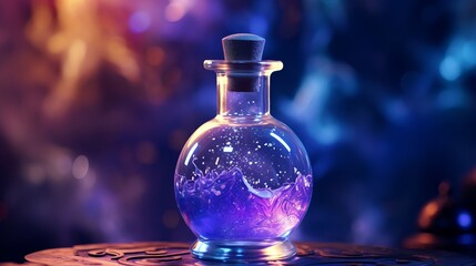 Obraz na płótnie Canvas Magical Potion Bottle with Swirling Contents