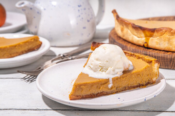 Traditional autumn pumpkin pie
