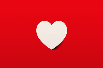 white heart on a red background, postcard