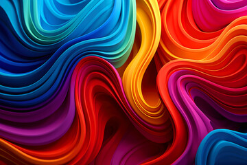 Colorful 3D Rendering Fabric Shape. Abstract Illustration Background. Folded Textile Effect. Ai Generated
