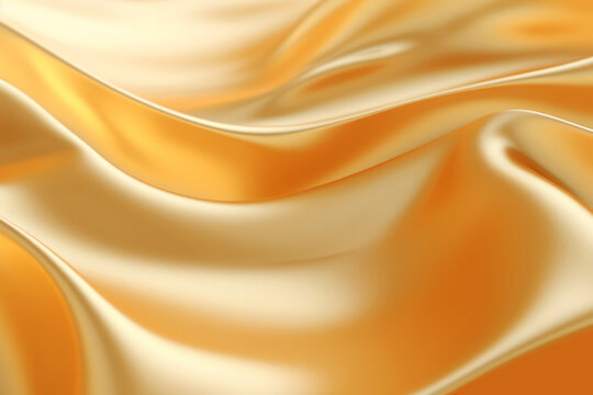 Light Golden Abstract Background, 3D Rendering Textile Slik. Fabric folded effect. Ai Generated