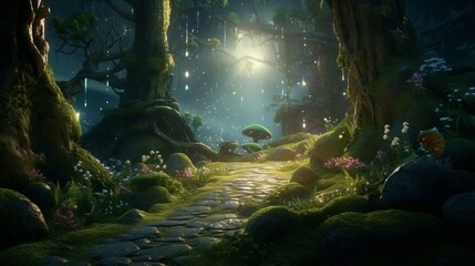 Enchanted Forest with Magical Creatures