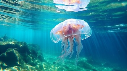 Stunning Jellyfish in Transparent Turquoise Water