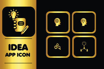 icon set design with black & golden royal color