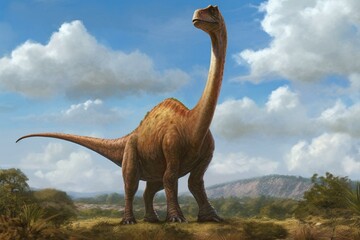 Fototapeta premium A long-necked dinosaur. Generative AI