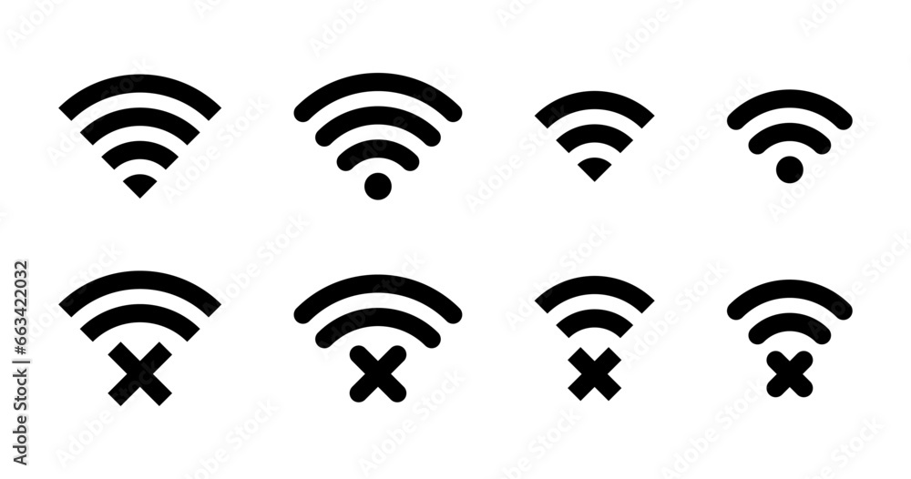 Poster wifi and disconnect wireless network icon vector set collection. internet offline sign symbol
