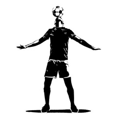 Vector of a football player holding a ball with head