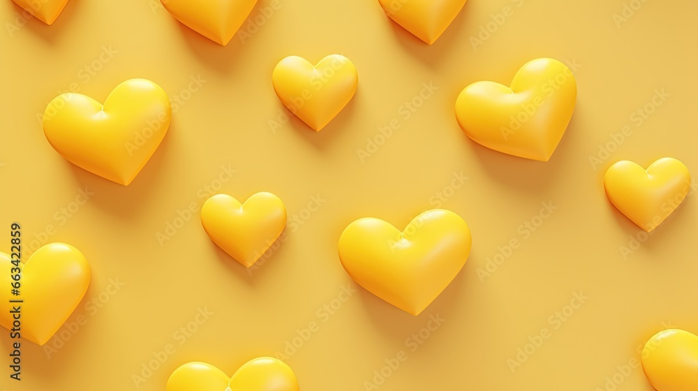 Poster a group of yellow hearts on a yellow background with a yellow background and a yellow background wit