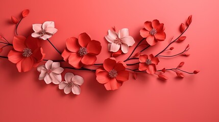  a bunch of red and white flowers on a pink background with a red background and a red background with a red background and a red background with a red flower.  generative ai