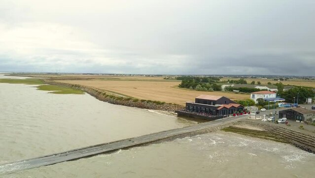 Aerial view of the Passage du Gois in Vend&eacute;e