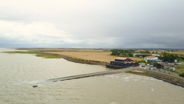 Aerial view of the Passage du Gois in Vend&eacute;e