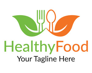 Health Food Logo with smile template of food company and vector design