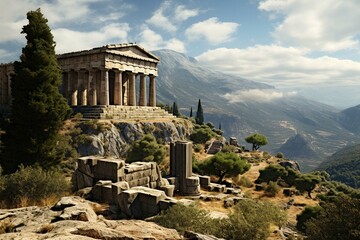 Greek temple at Delphi. Generative AI