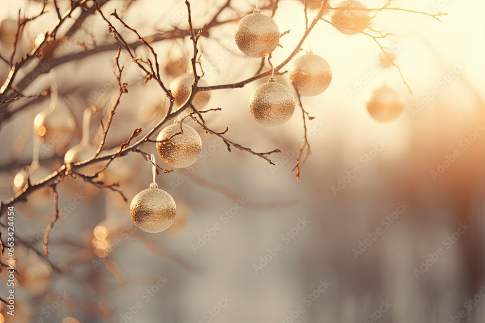 Aufkleber a tree with some ornaments hanging from it's branches. generative ai