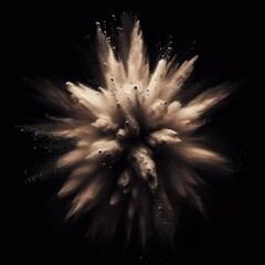 black background. sand explosion. burst of powder. isolated against a dark background. Earth nature element. 