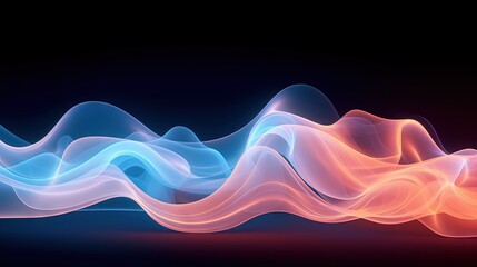  a colorful wave of smoke on a black background with a red and blue light in the middle of the wave is a red and blue light in the middle of the wave.  generative ai