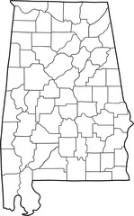 doodle freehand drawing of alabama state map.