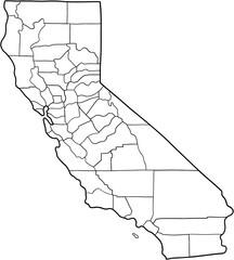 doodle freehand drawing of california state map. - obrazy, fototapety, plakaty