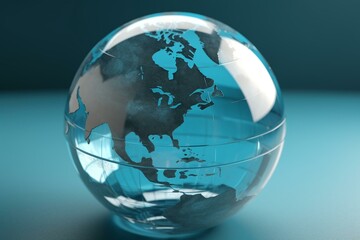 Transparent globe with a cyan tint. Generative AI