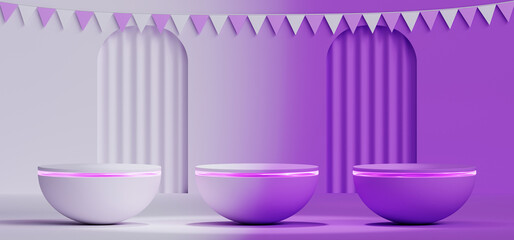 3d purple podium circle podium.abstract background purple.For showing products