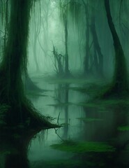 swamp forest, forbidden forest illustration