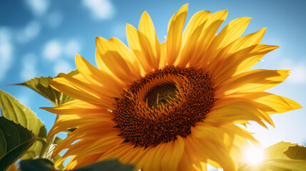 A bright yellow sunflower with its petals turning towards the sun