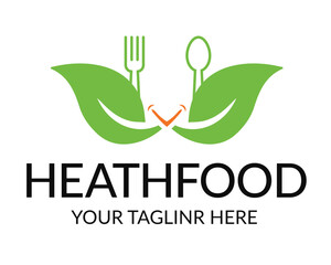 Health Food Logo with smile template of food company and vector design
