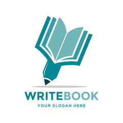 Write book vector logo template.