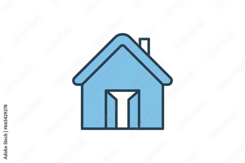 Poster open house icon. house with the door open. icon related to real estate. suitable for web site design