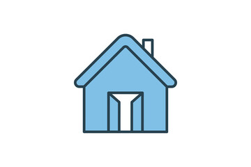 Open House Icon. house with the door open. Icon related to Real estate. Suitable for web site design, app, user interfaces. Flat line icon style. Simple vector design editable
